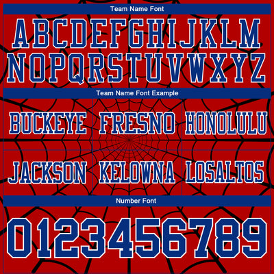 Custom Red Royal-White 3D Pattern Spider Web Authentic Football Jersey