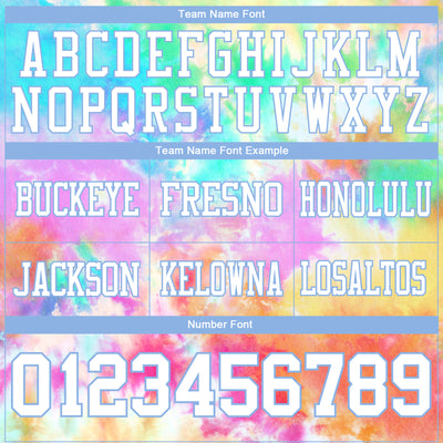 Custom Tie Dye White-Light Blue 3D Pattern Rainbow Authentic Football Jersey