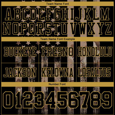 Custom Black Old Gold 3D Pattern American Flag Authentic Football Jersey
