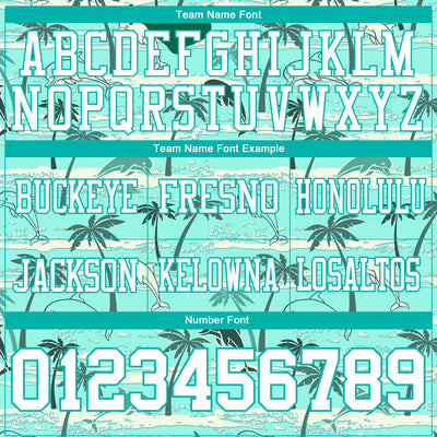 Custom Aqua White 3D Pattern Hawaii Palm Trees Authentic Football Jersey