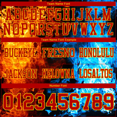 Custom Red Gold 3D Pattern Flame Authentic Football Jersey