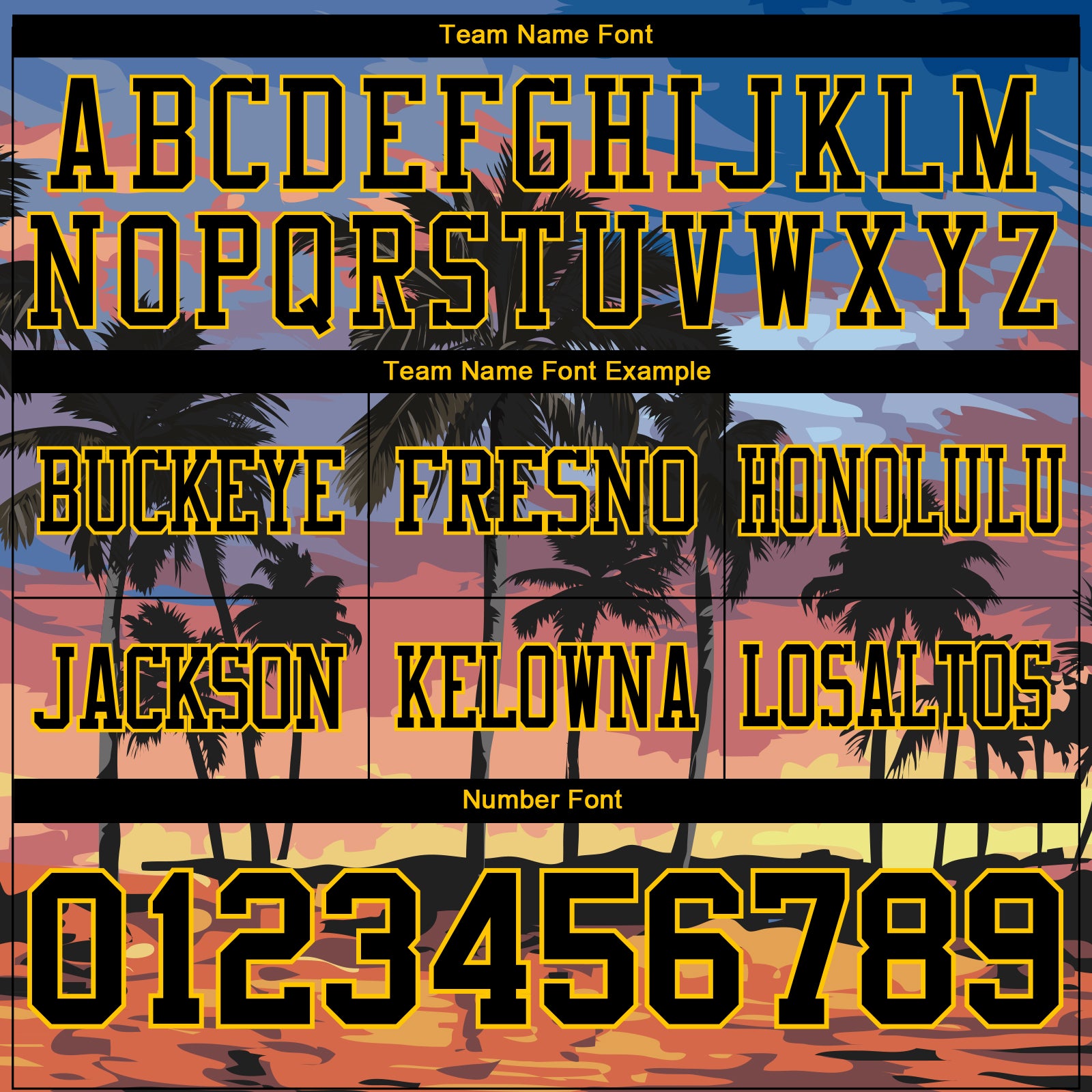 Custom Black Yellow 3D Pattern Tropical Hawaii Palm Trees Authentic Football Jersey