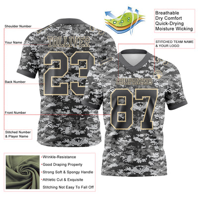 Custom Camo Steel Gray-Cream 3D Pattern Salute To Service Authentic Football Jersey