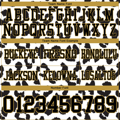 Custom White Black-Old Gold 3D Pattern Leopard Print Authentic Football Jersey