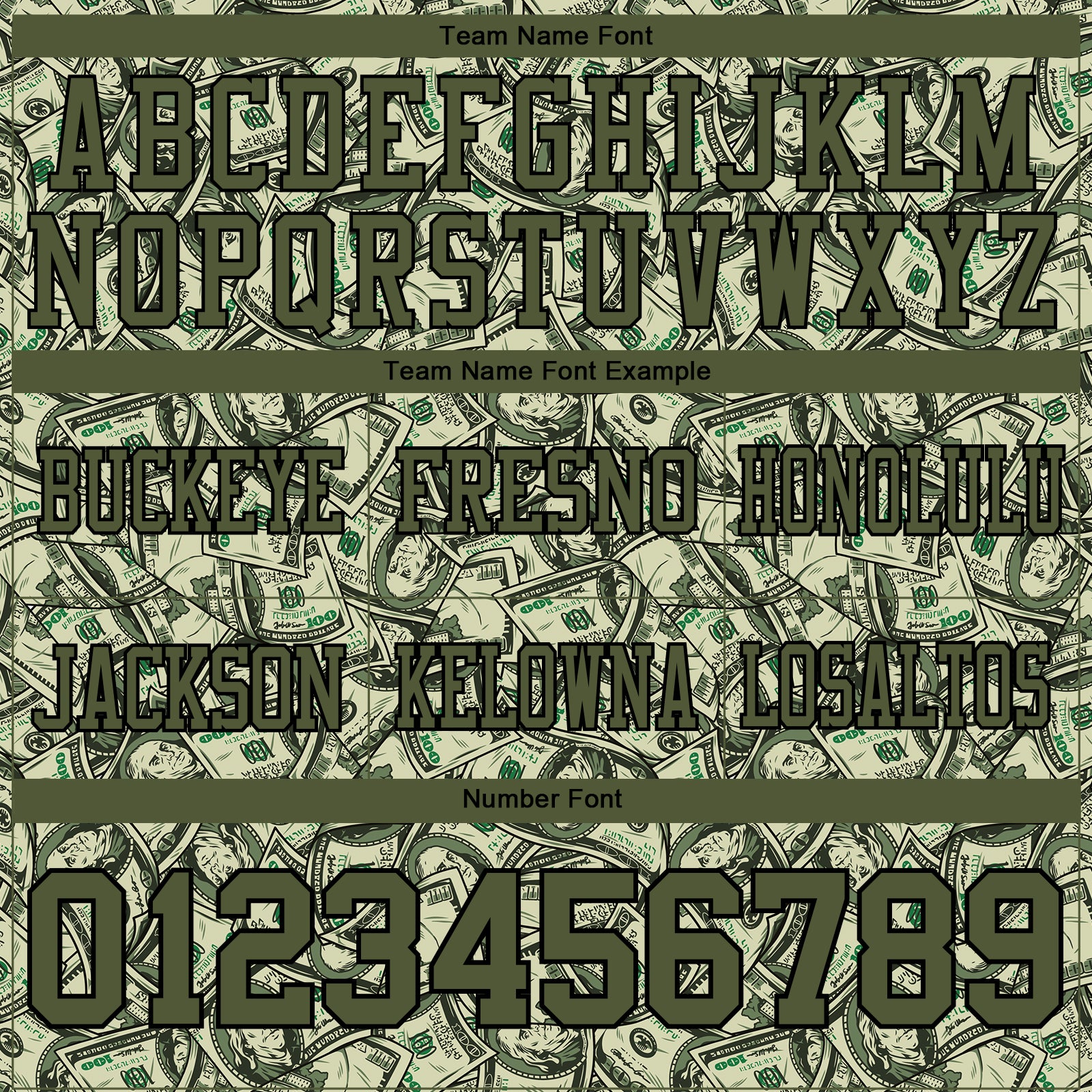 Custom Green Olive-Black 3D Pattern Dollar Authentic Football Jersey