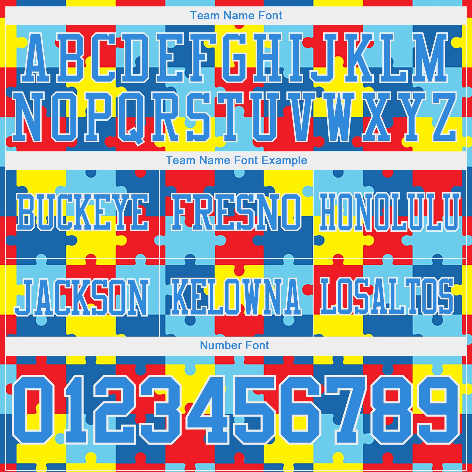 Custom Powder Blue White 3D Pattern Autism Supporter Awareness Puzzle Pieces Authentic Football Jersey