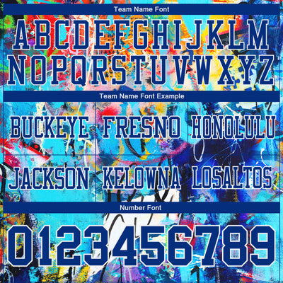 Custom Graffiti Pattern Royal-White 3D Pattern Authentic Football Jersey