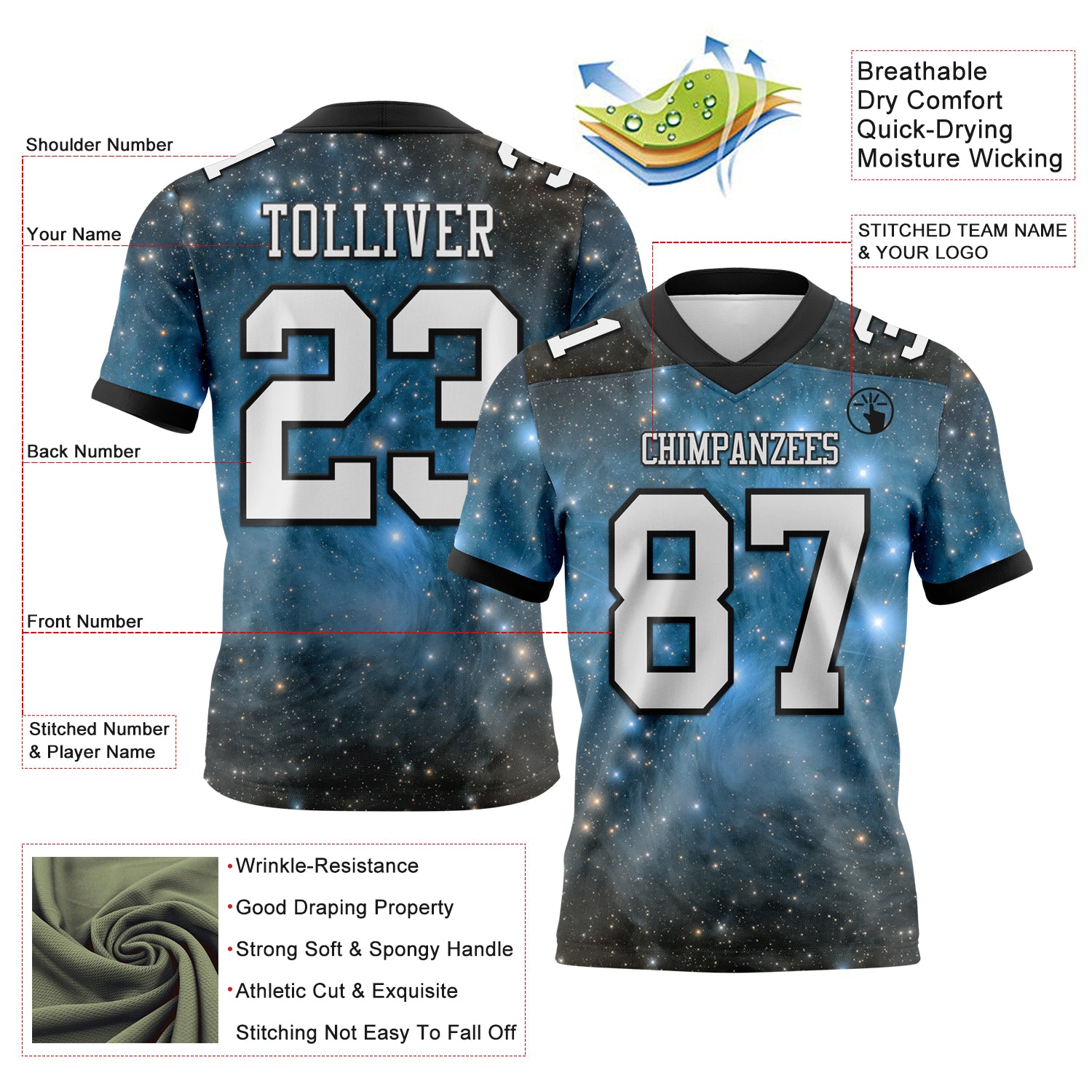 Custom Tie Dye White-Black 3D Pattern Abstract Trendy Holographic Vaporwave Style Authentic Football Jersey