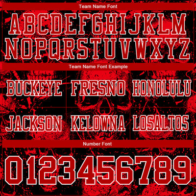 Custom Black Red-White 3D Pattern Halloween Skull Authentic Football Jersey