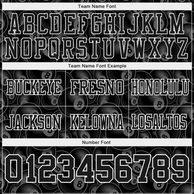 Custom Black White 3D Pattern Billiards Snooker 8 Ball Authentic Football Jersey