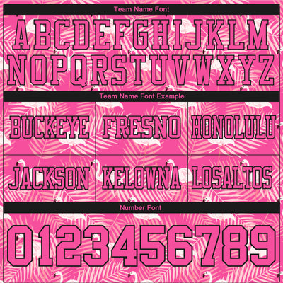 Custom Pink Black 3D Pattern Flamingo Authentic Football Jersey