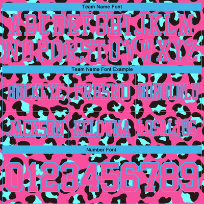 Custom Pink Sky Blue-Black 3D Pattern Leopard Print Authentic Football Jersey