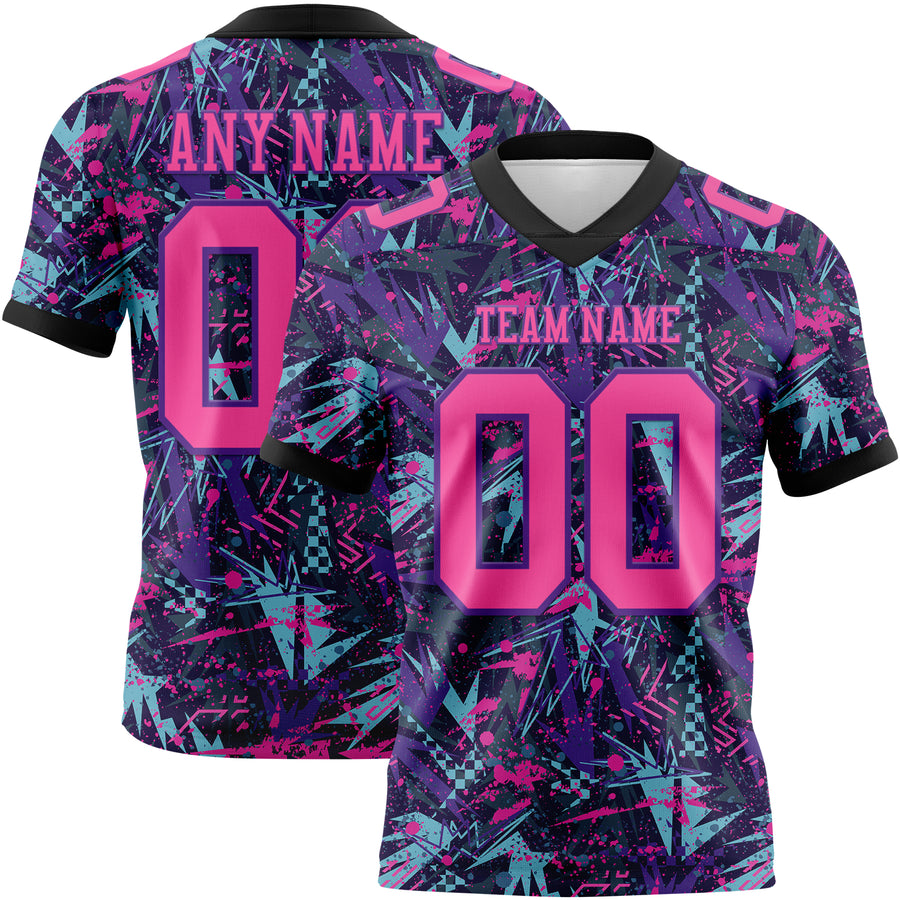 Custom Graffiti Pattern Pink Purple-Black 3D Pattern Creative Geometric Figures And Dots Authentic Football Jersey