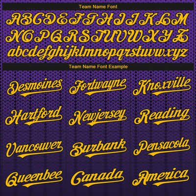 Custom Purple Gold-Black 3D Pattern Design Gradient Geometric Shape Authentic Baseball Jersey