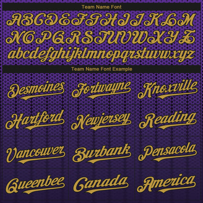 Custom Purple Old Gold-Black 3D Pattern Design Gradient Geometric Shape Authentic Baseball Jersey