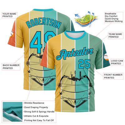 Custom Lakes Blue Black 3D Pattern Design Arrow Archery Bow Target Performance T-Shirt