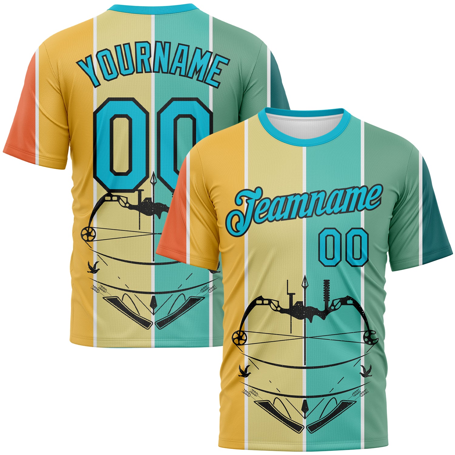 Custom Lakes Blue Black 3D Pattern Design Arrow Archery Bow Target Performance T-Shirt