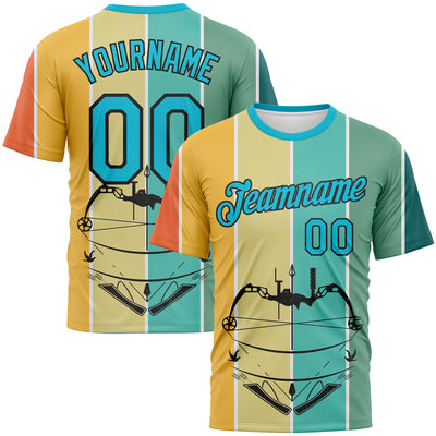 Custom Lakes Blue Black 3D Pattern Design Arrow Archery Bow Target Performance T-Shirt