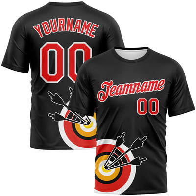 Custom Black Fire Red-White 3D Pattern Design Arrow Archery Bow Target Performance T-Shirt