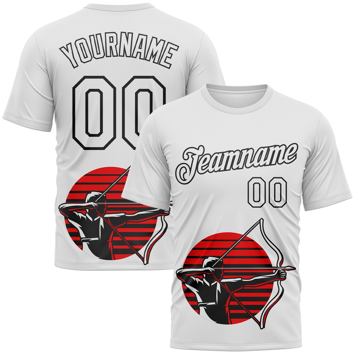 Custom White Black 3D Pattern Design Arrow Archery Bow Target Performance T-Shirt