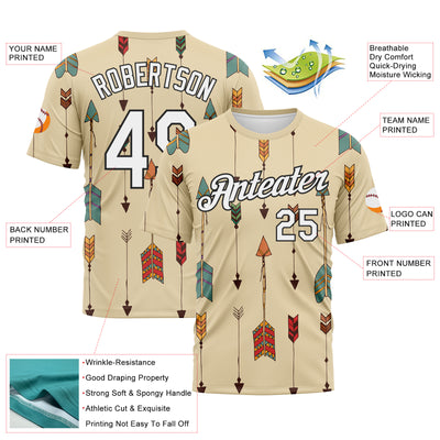 Custom Cream White-Black 3D Pattern Design Arrow Archery Bow Target Performance T-Shirt