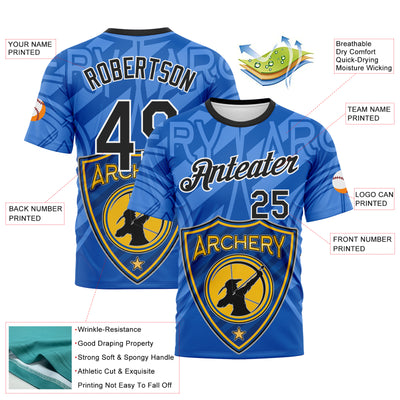 Custom Thunder Blue Black-White 3D Pattern Design Arrow Archery Bow Target Performance T-Shirt