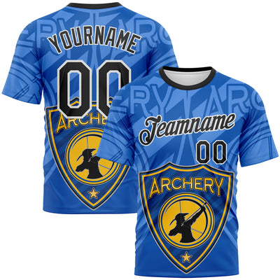 Custom Thunder Blue Black-White 3D Pattern Design Arrow Archery Bow Target Performance T-Shirt