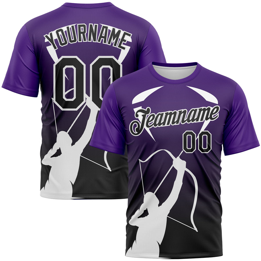 Custom Purple Black-White 3D Pattern Design Arrow Archery Bow Target Performance T-Shirt