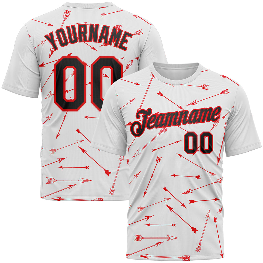 Custom White Black-Fire Red 3D Pattern Design Arrow Archery Bow Target Performance T-Shirt