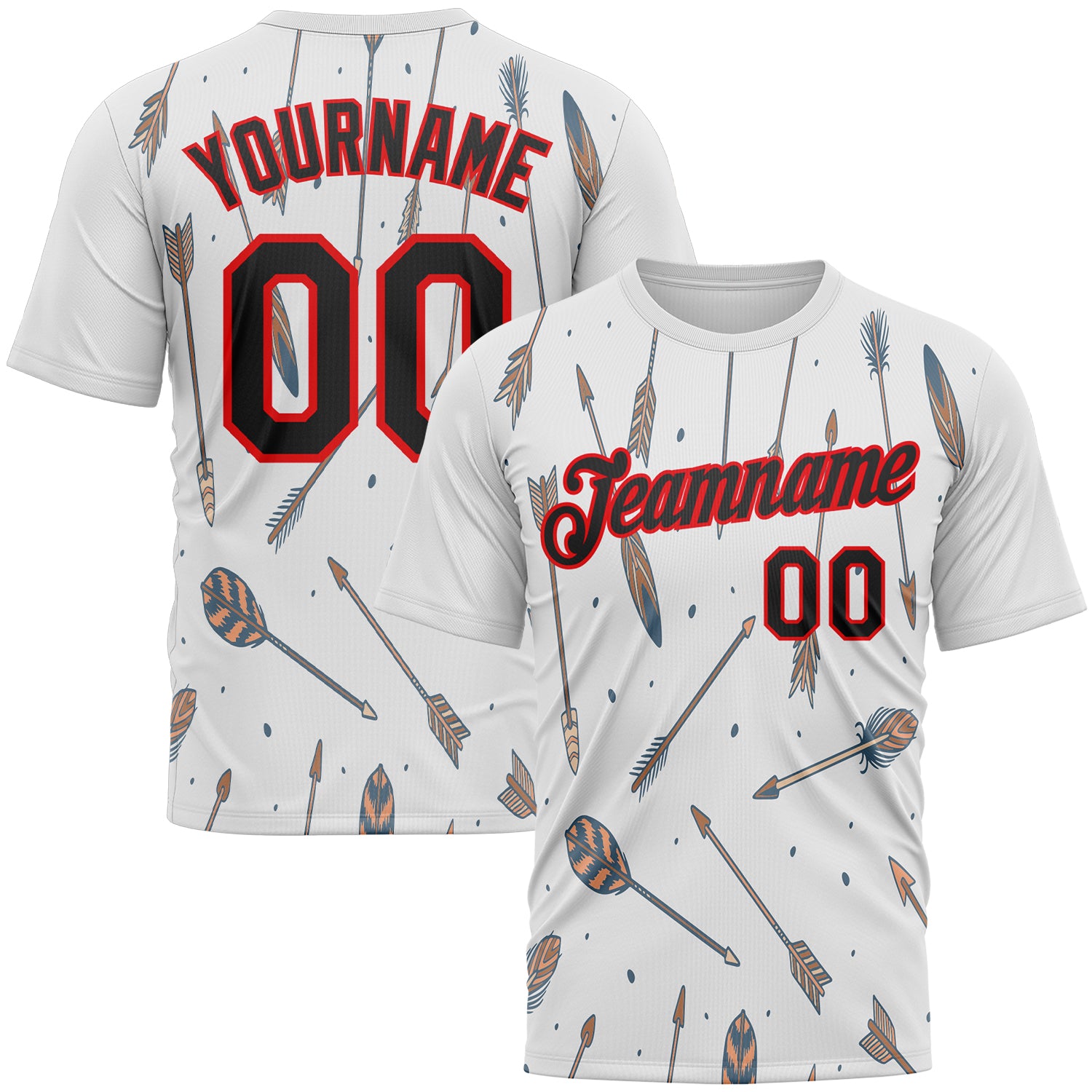 Custom White Black-Fire Red 3D Pattern Design Arrow Archery Bow Target Performance T-Shirt