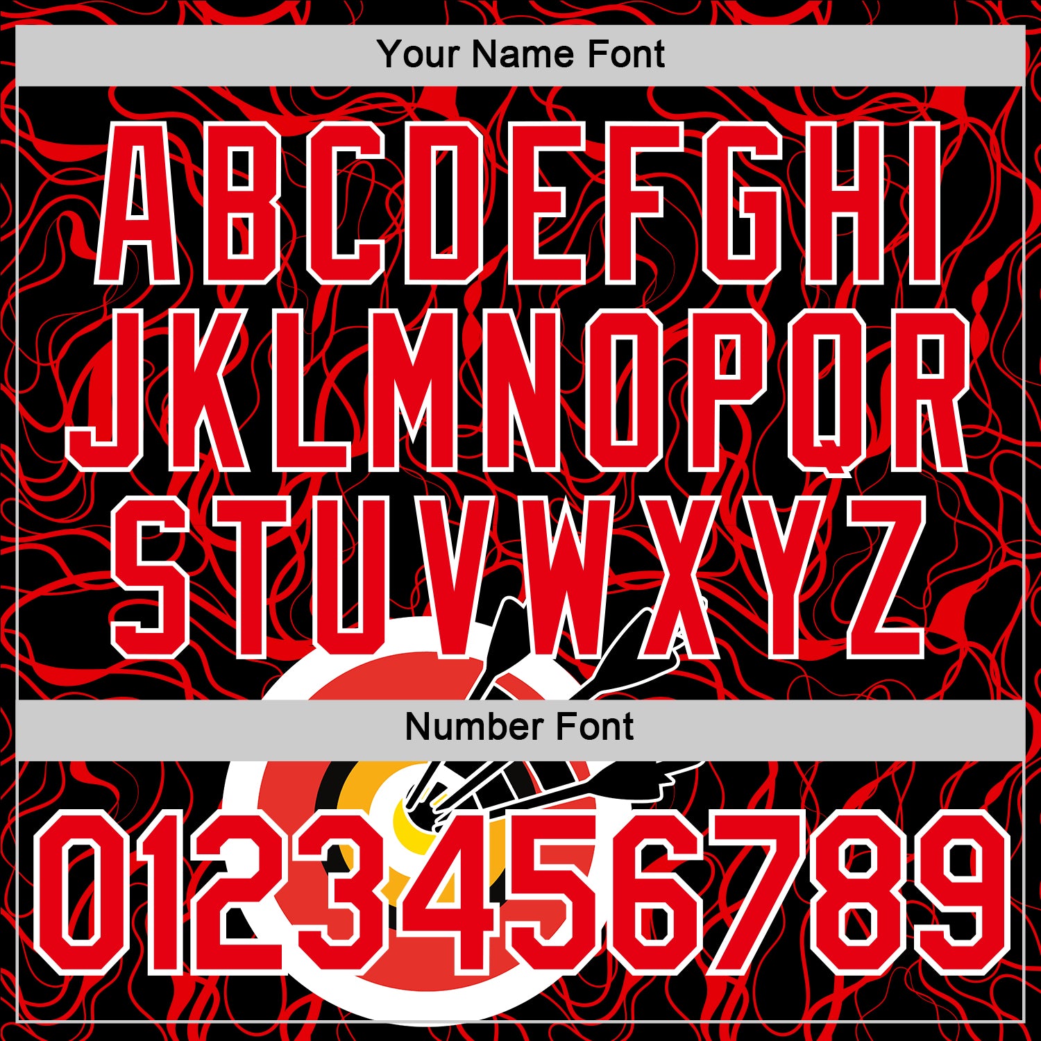 Custom Black Fire Red-White 3D Pattern Design Arrow Archery Bow Target Performance T-Shirt