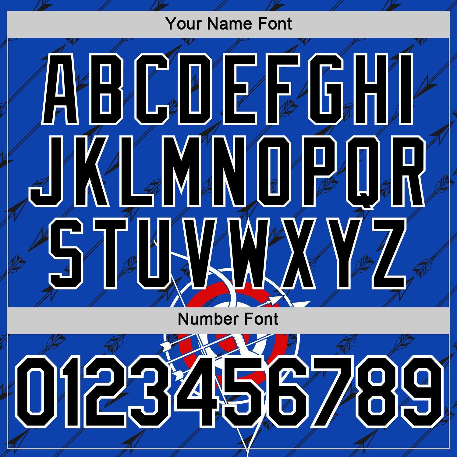 Custom Thunder Blue Black-White 3D Pattern Design Arrow Archery Bow Target Performance T-Shirt