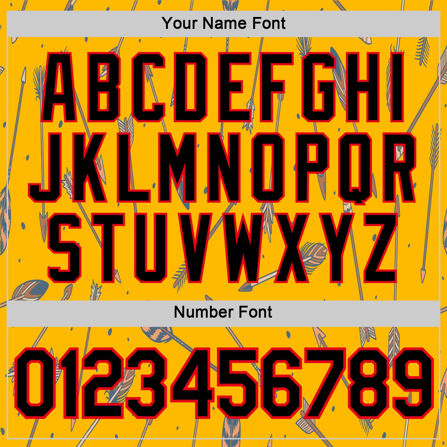 Custom Gold Black-Fire Red 3D Pattern Design Arrow Archery Bow Target Performance T-Shirt