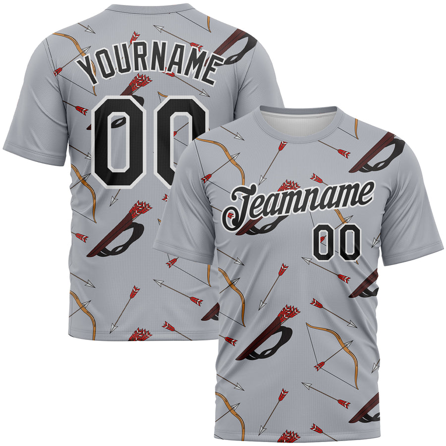 Custom Gray Black-White 3D Pattern Design Arrow Archery Bow Target Performance T-Shirt