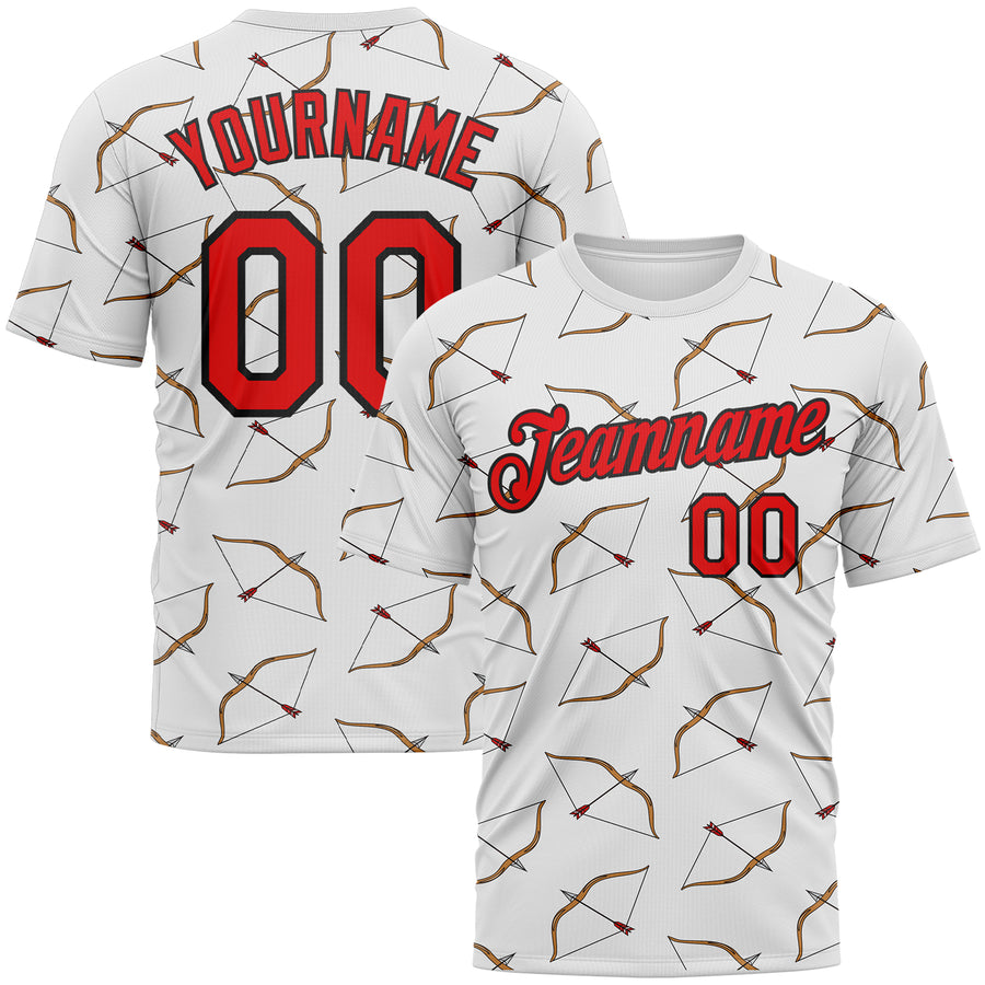 Custom White Fire Red-Black 3D Pattern Design Arrow Archery Bow Target Performance T-Shirt