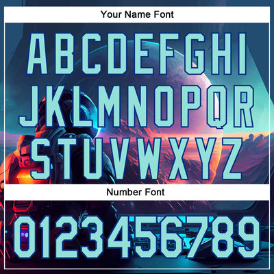 Custom Blue Ice Blue-Royal 3D Pattern Design Outer Space Starships Authentic Baseball Jersey