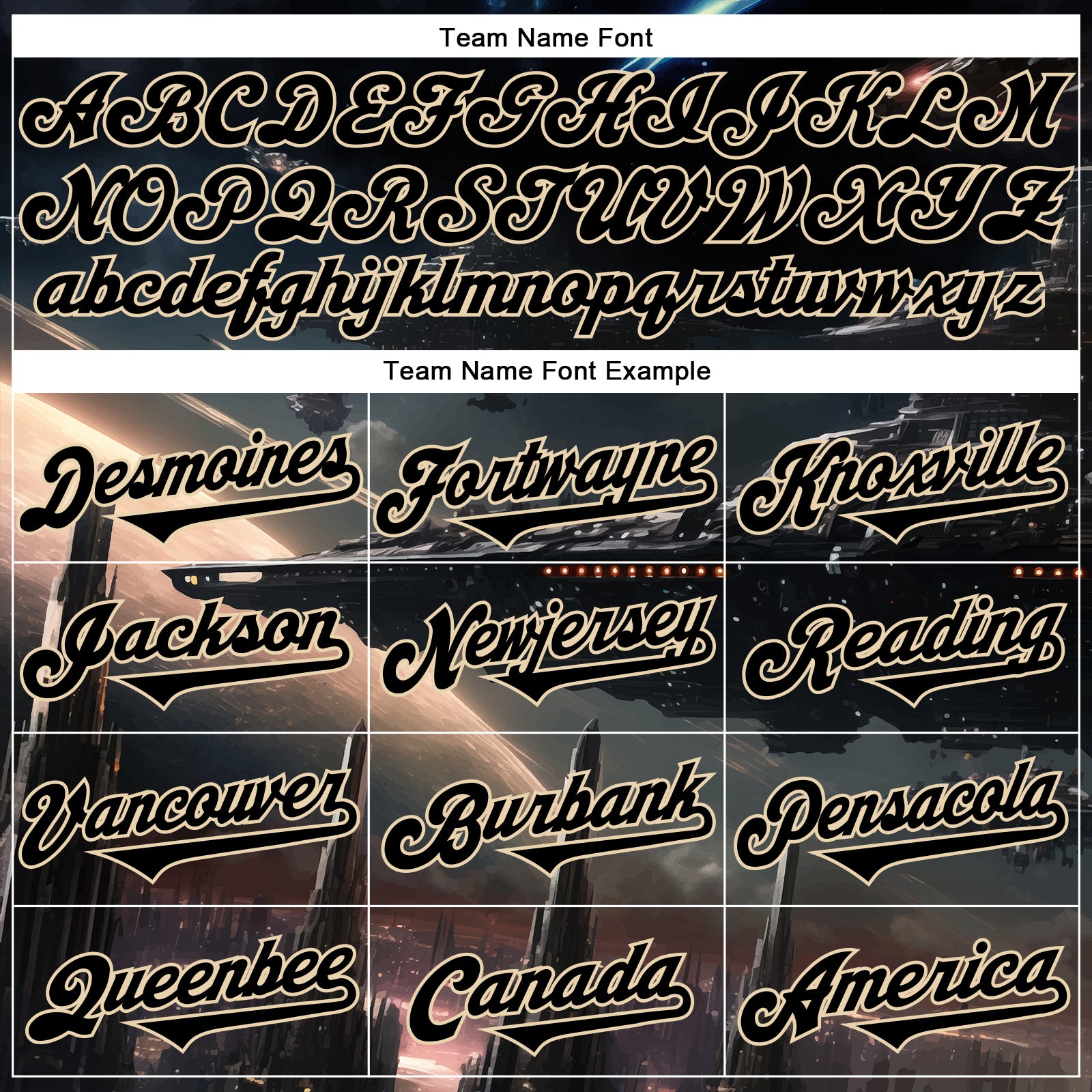 Custom Black City Cream 3D Pattern Design Outer Space Starships Authentic Baseball Jersey