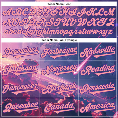 Custom Purple Medium Pink 3D Pattern Design Outer Space Authentic Baseball Jersey
