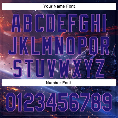 Custom Blue Dark Purple-Medium Purple 3D Pattern Design Outer Space Starships Authentic Baseball Jersey