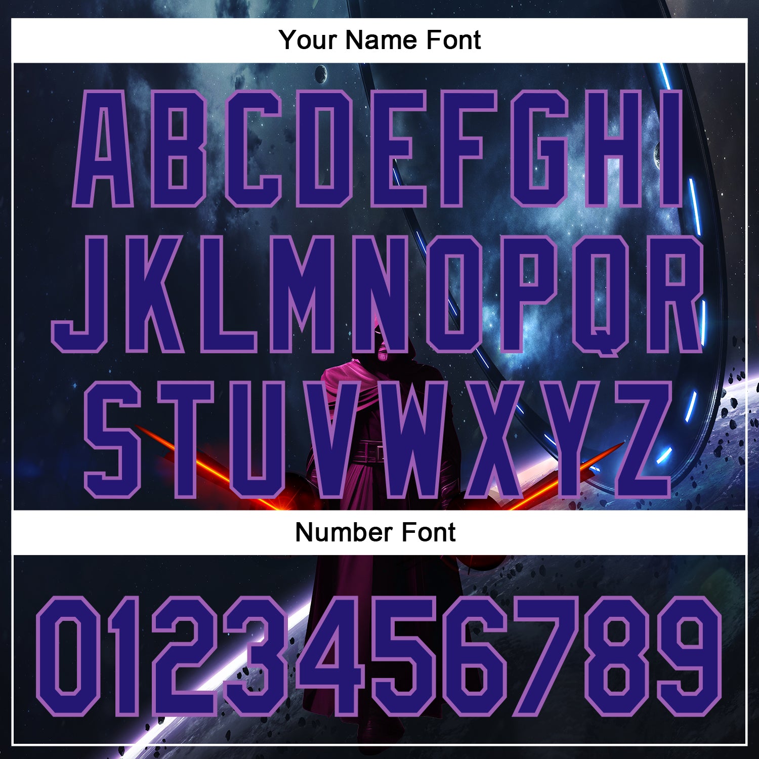 Custom Black Dark Purple-Medium Purple 3D Pattern Design Outer Space Light Swords Authentic Baseball Jersey