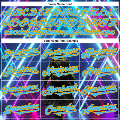 Custom Blue Sky Blue-Gold 3D Pattern Design Outer Space Light Swords Authentic Baseball Jersey