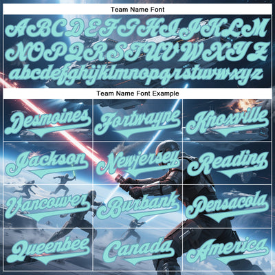 Custom Blue Ice Blue-Shadow Blue 3D Pattern Design Outer Space Light Swords Starships Authentic Baseball Jersey