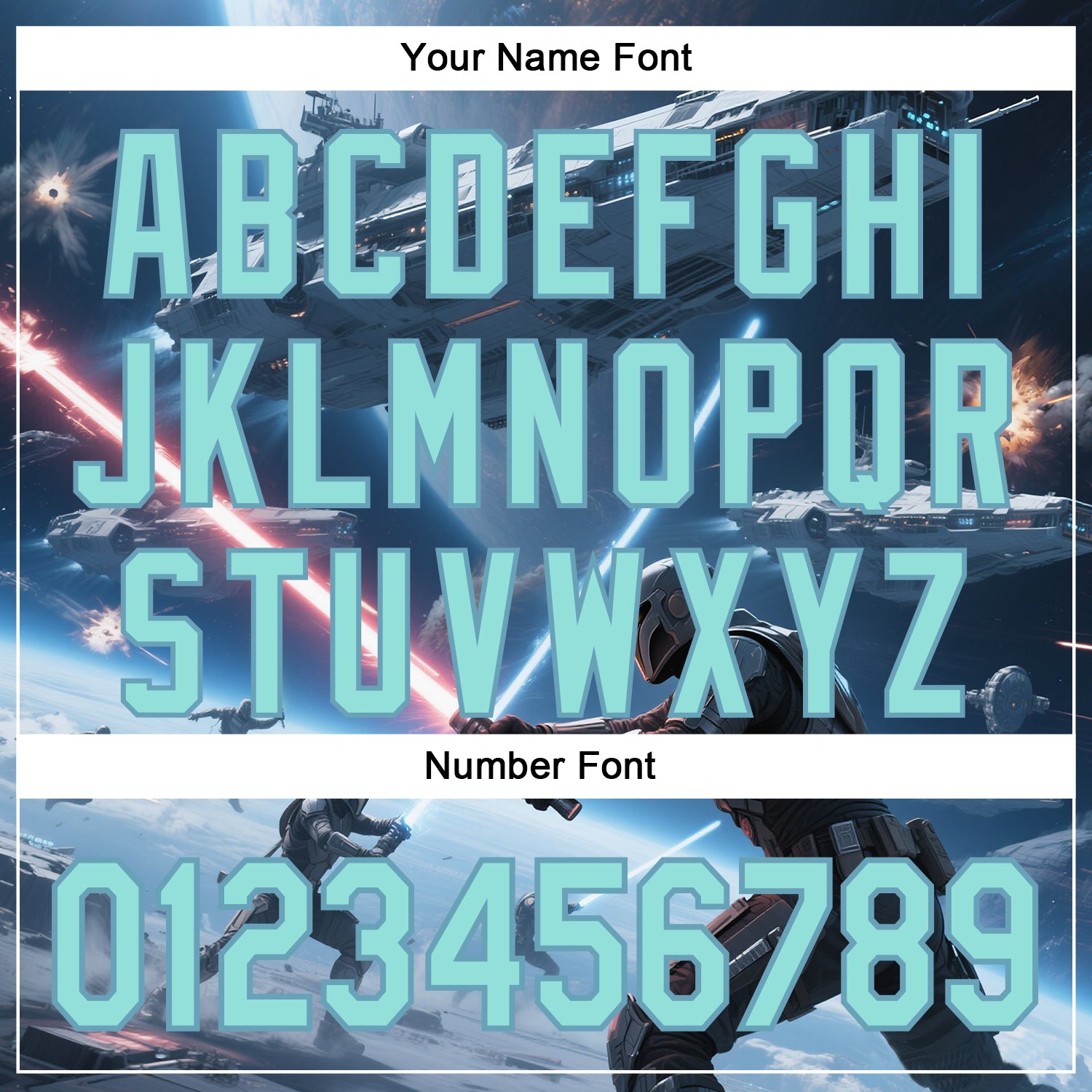 Custom Blue Ice Blue-Shadow Blue 3D Pattern Design Outer Space Light Swords Starships Authentic Baseball Jersey