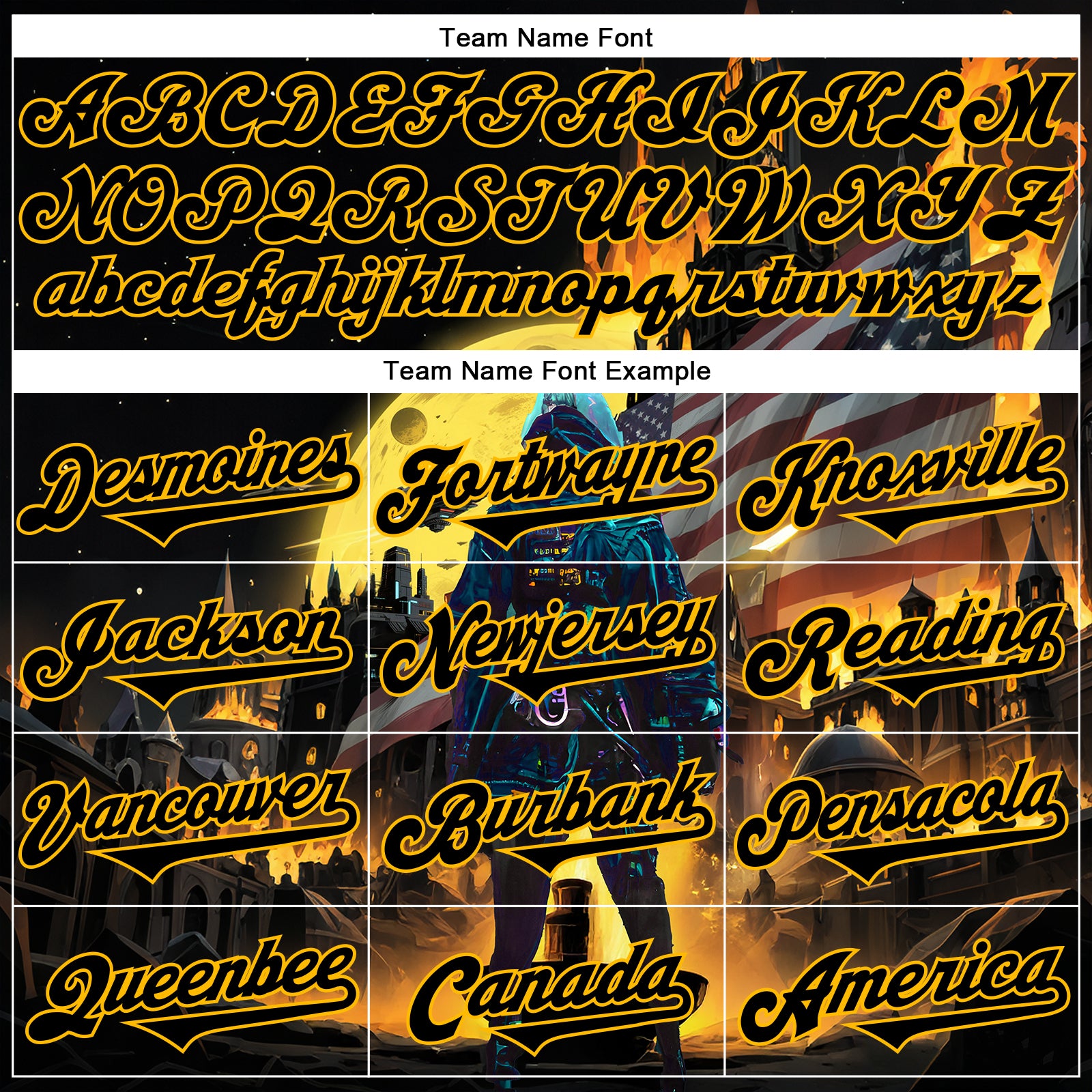 Custom Black Gold 3D Pattern Design Outer Space Starships American Flag Authentic Baseball Jersey