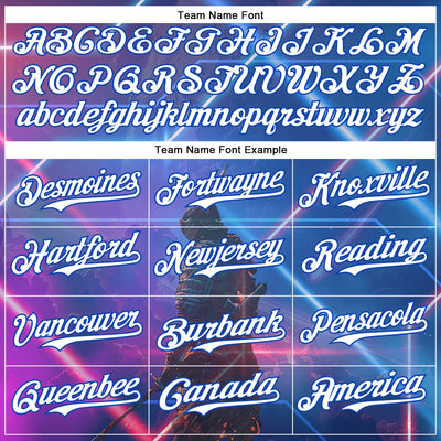 Custom Blue White-Thunder Blue 3D Pattern Design Outer Space Authentic Baseball Jersey