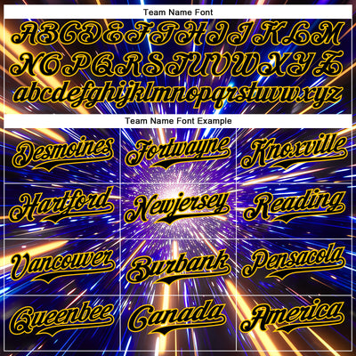 Custom Blue Black-Yellow 3D Pattern Design Outer Space Time Travel Authentic Baseball Jersey