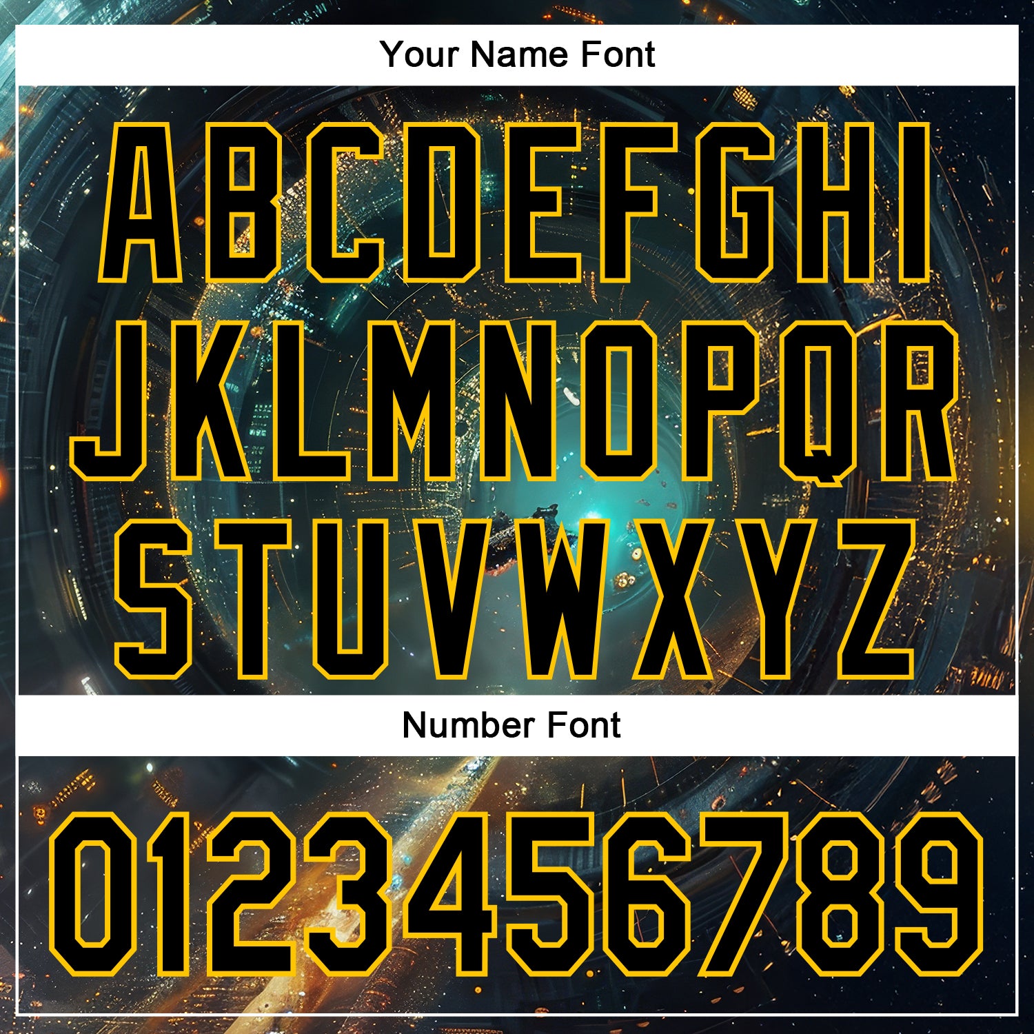 Custom Blue Black-Yellow 3D Pattern Design Outer Space Starships Authentic Baseball Jersey