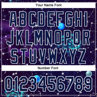Custom Dark Purple Navy-White 3D Pattern Design Outer Space Galaxy Solar Authentic Baseball Jersey