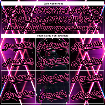 Custom Blue Black-Pink 3D Pattern Design Outer Space Light Swords Authentic Baseball Jersey