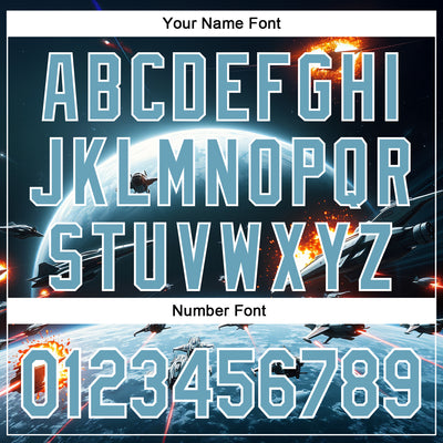 Custom Blue Shadow Blue-White 3D Pattern Design Outer Space Starships Authentic Baseball Jersey